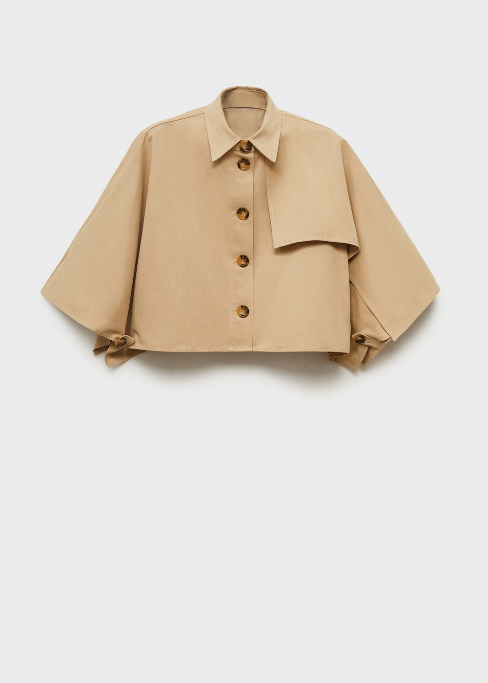 MANGO Короткий тренч-накидка, светло-бежевый