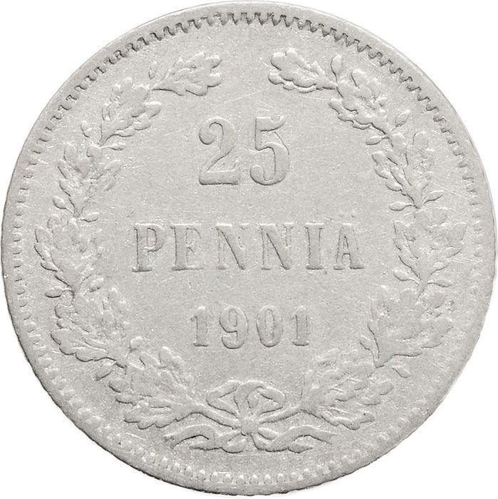 25 пенни (pennia) 1901 L (монета для Финляндии)