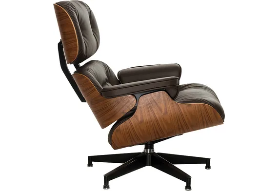 Кресло с оттоманкой Eames Lounge Premium, коричневая кожа
