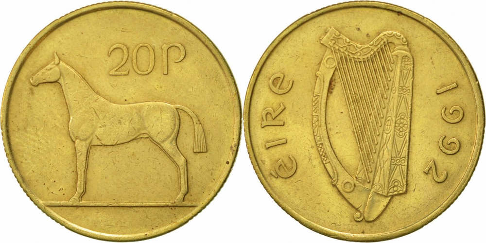 Ирландия 20 пенсов, 1986 - 2000 Лошадь XF