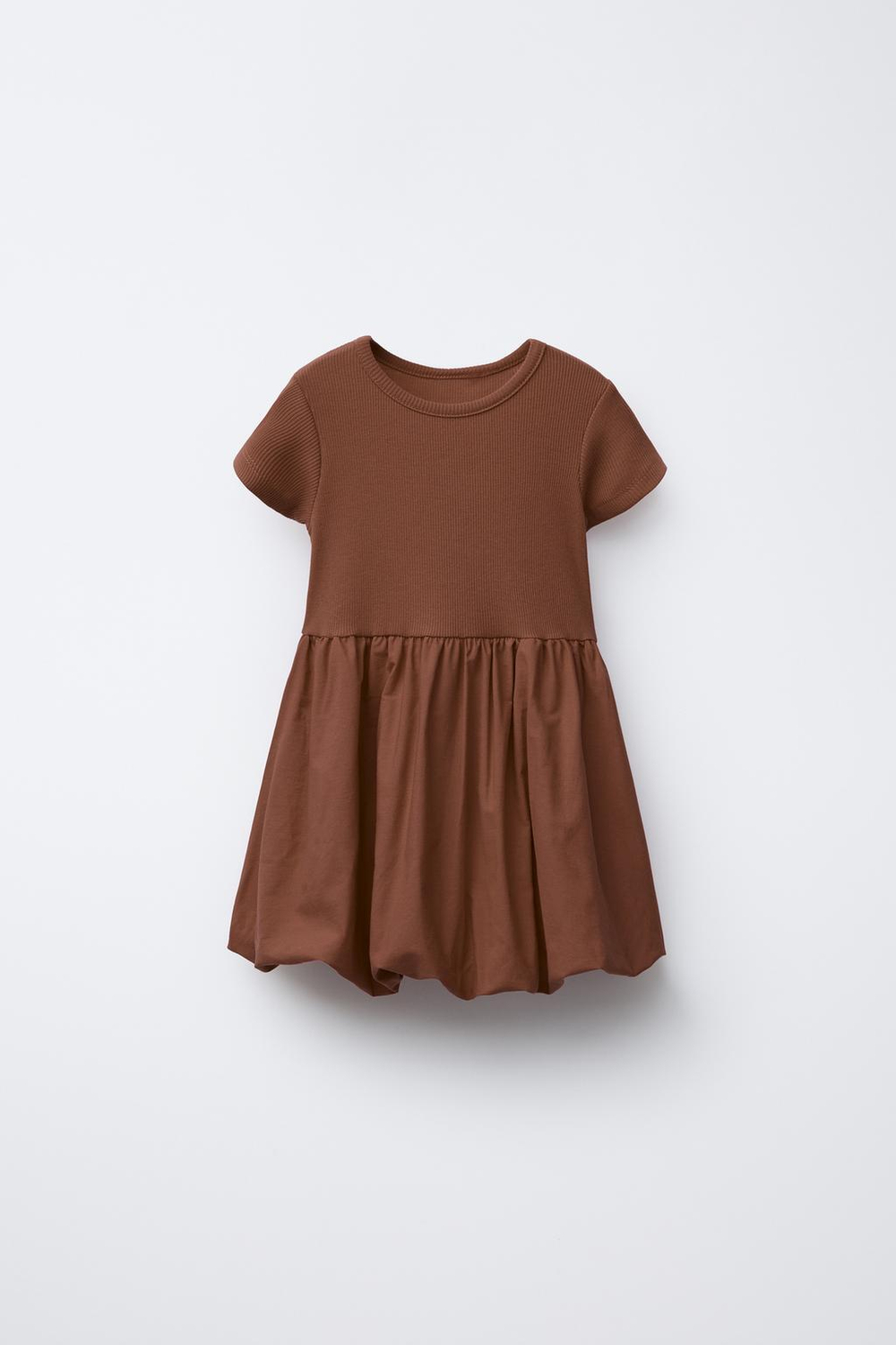 ZARA ПЛАТЬЕ ИЗ КОНТРАСТНОЙ ТКАНИ, ШОКОЛАДНЫЙ