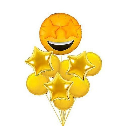 Фонтан из воздушных шаров "Смайлик звезды"