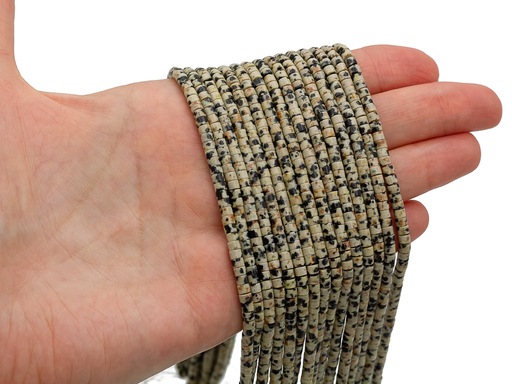 Нить бусин из далматиновой яшмы 3,3мм ("таблетка")