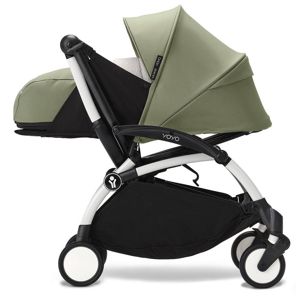 Коляска Stokke YOYO3 Newborn Pack рама белая White 2 в 1 Olive
