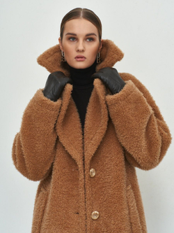 Шуба  чебурашка женская из овечьей шерсти тедди