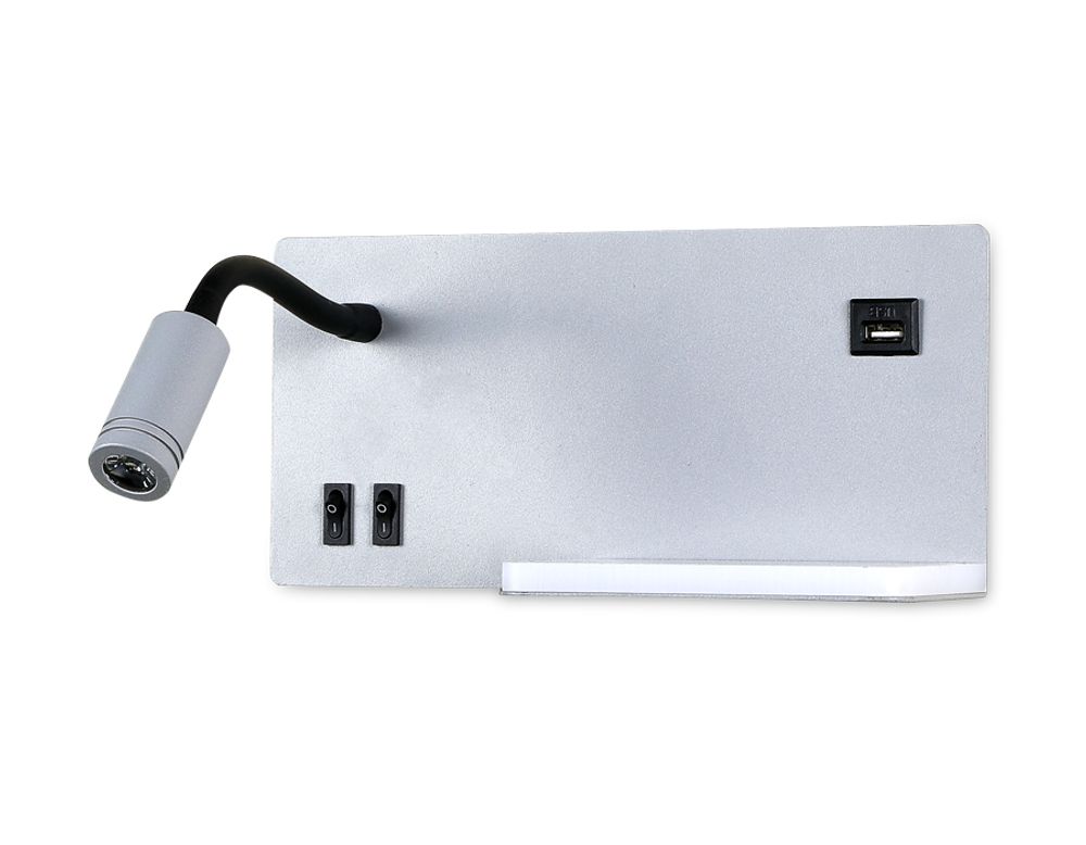 Ambrella Настенный светодиодный светильник с полкой, USB портом и выключателем Wall FW292