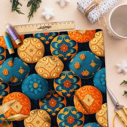 Ткань габардин  коробка с новогодними шарами
