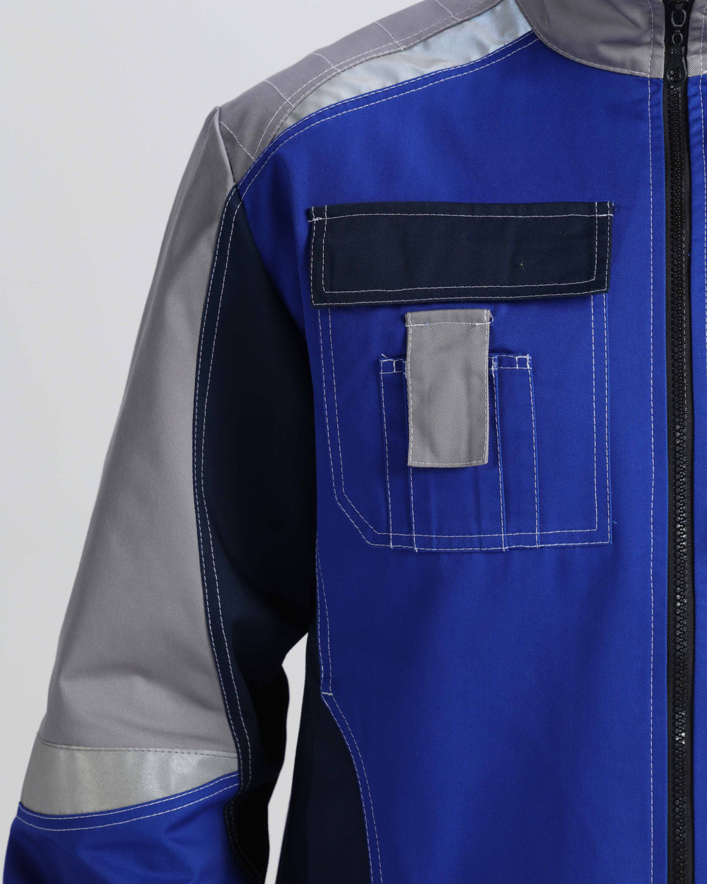 Костюм Вектрон-1 (тк.Смесовая,240) брюки, васильковый/т.синий/св.серый