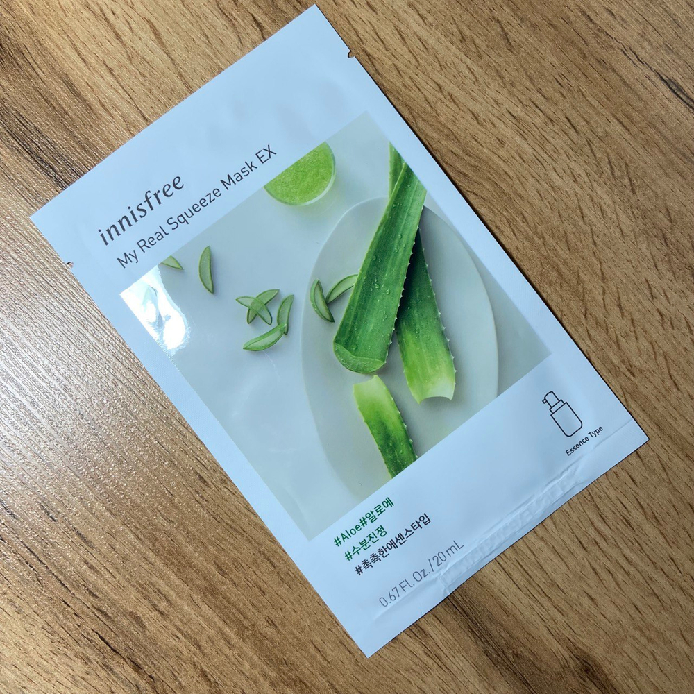 Маска для лица Innisfree My Real Squeeze Mask EX Aloe тканевая на основе эссенции алоэ 20 мл