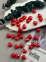 Керамические бусины сердце, красный 12 мм, 10 штук