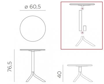 Стол пластиковый обеденный Spritz + Spritz Mini Nardi Италия цвет тортора