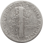 1 дайм (10 центов) 1944. США F-VF (Меркурий) Серебро
