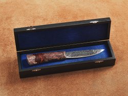 Якутский нож "Амга", сталь Х12МФ, рукоять коричневая стабилизированная карельская береза / акрил агат