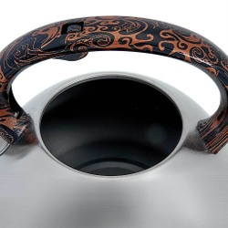 Чайник со свистком 3 л из нержавеющей стали, индукционное дно WEBBER BE-0594 сатин, черный мрамор