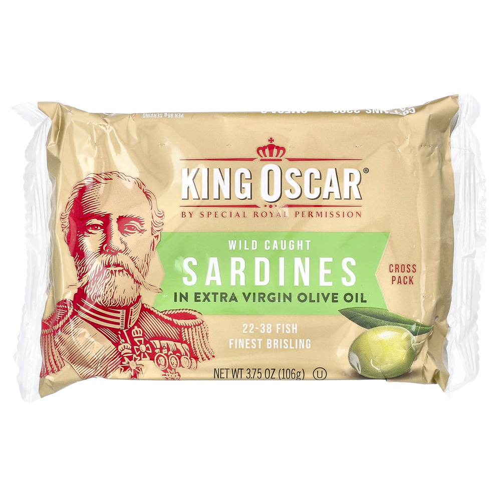 King Oscar, Дикие сардины в оливковом масле первого холодного отжима, 106 г (3,75 унции)