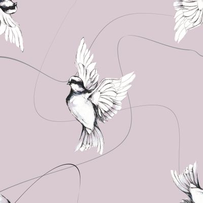 Летящие птицы на сиреневом