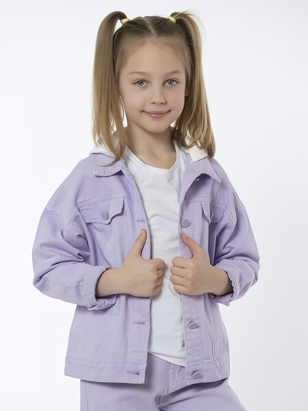 Куртка джинсовая для девочек манжеты и съемный капюшон р.104 4 года в ассорт. 969873