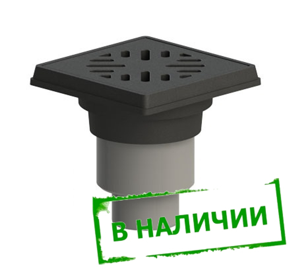 ТП-606.1 Трап дворовой с чугунной решеткой и подрамником с грязеуловителем Dn110/160