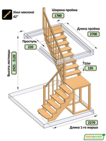 Лестница на второй этаж К-002м/4 Левая