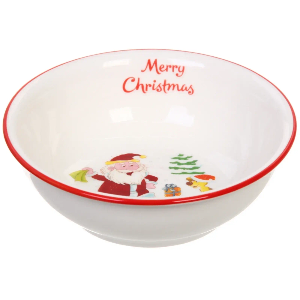 Набор посуды керамической «Дед Мороз с подарками» (кружка 330мл+салатник 13см+тарелка 20см+тарелка 25см)