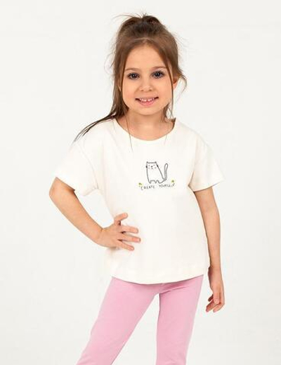 Футболка для девочки р. 110 (св.бежевый) (Takro), 1 шт.