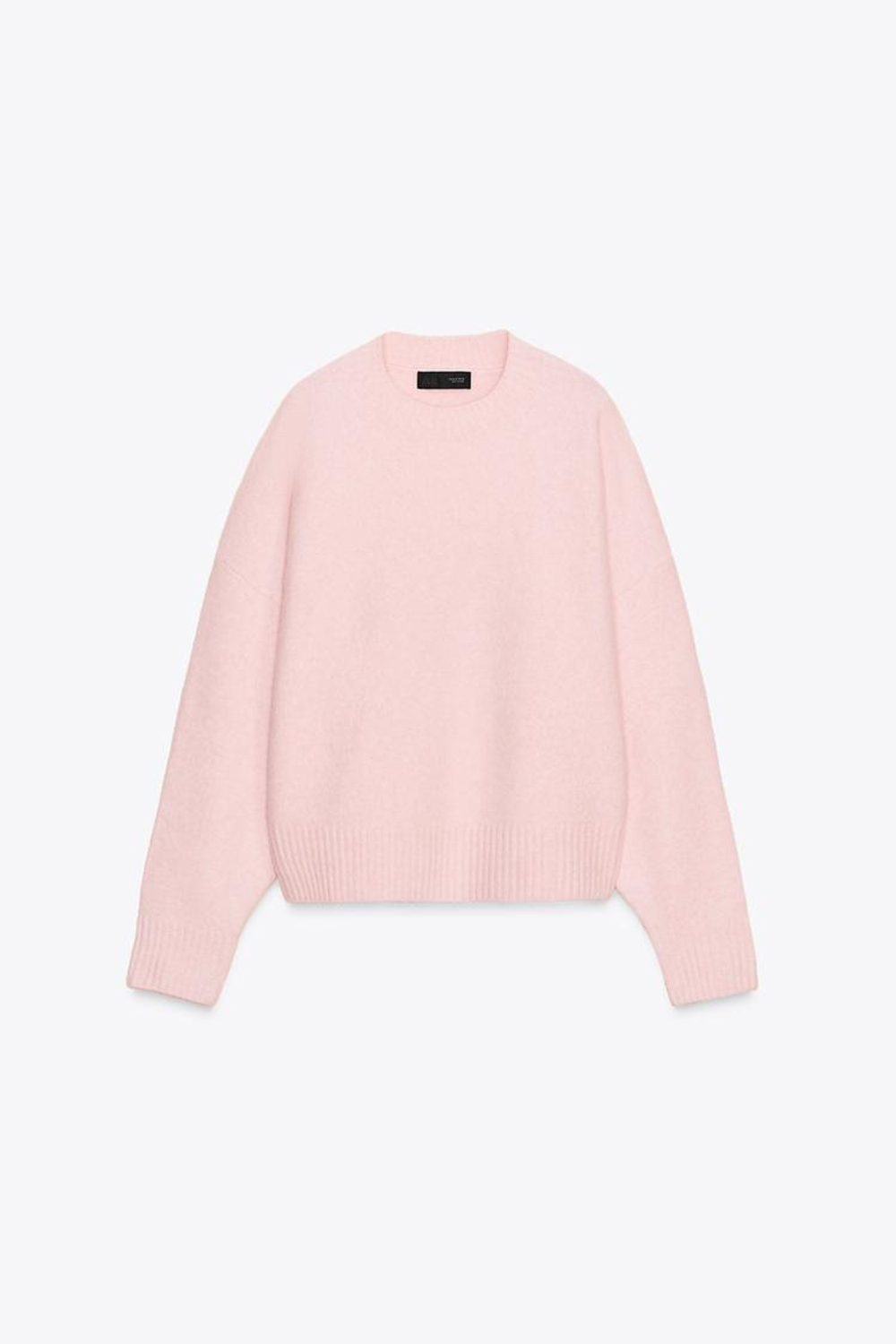 ZARA ОДНОТОННЫЙ СВИТЕР ИЗ МЯГКОГО ТРИКОТАЖА, СВЕТЛО-РОЗОВЫЙ