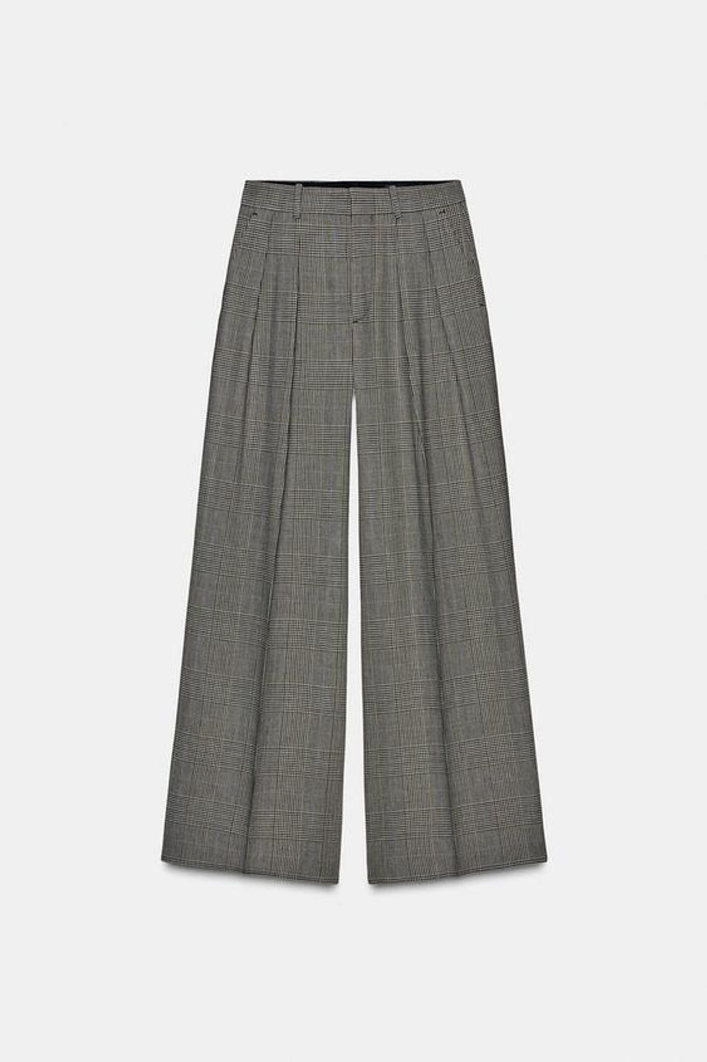 ZARA БРЮКИ В КЛЕТКУ С ЗАЩИПАМИ — ZW COLLECTION, БЕЖЕВЫЙ