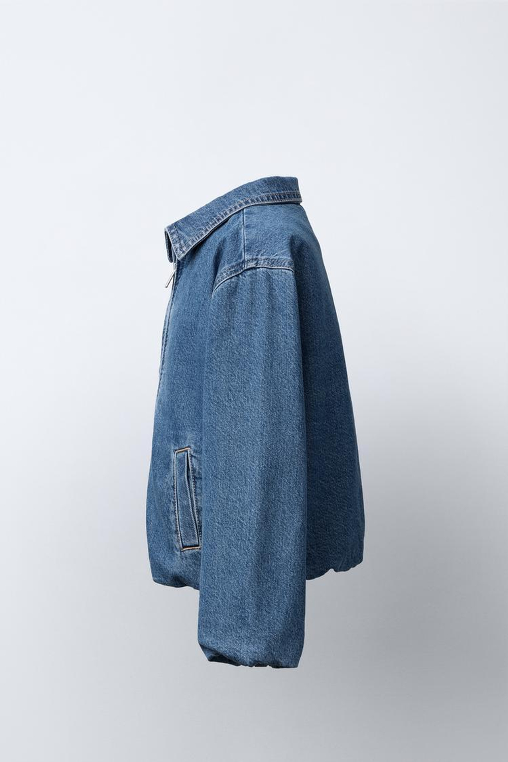 ZARA ДЖИНСОВЫЙ БОМБЕР, ВЫЦВЕТШИЙ СИНИЙ