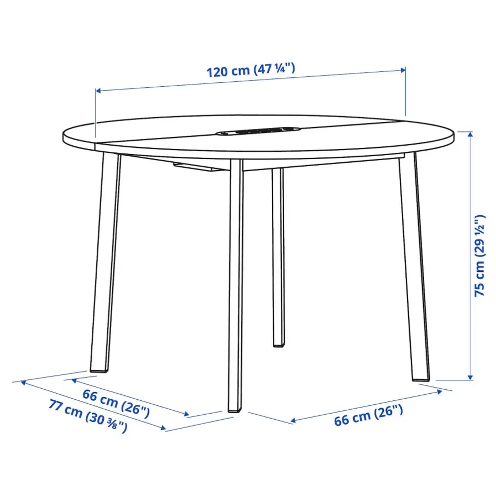 Стол для переговоров круглый - MITTZON IKEA /ИКЕА МИТТЗОН , 120х75 см, светло-коричневый/белый
