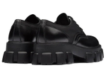 PRADA Monolith Brushed Leather And Nylon Lace Up "Black"