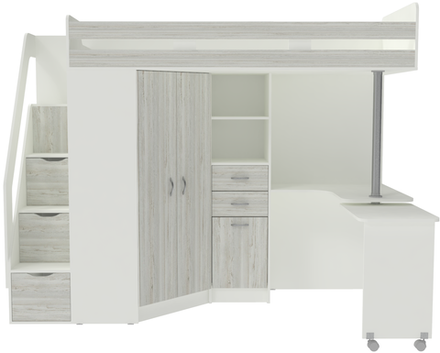 Кровать-чердак КарИВи Мийа Люкс Белый  Винтерберг