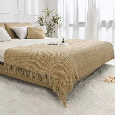 Плед 130*170 см «ELIZE» вязанный, цвет мокко