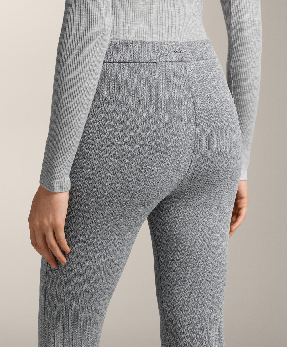 OYSHO Теплые легинсы с высокой посадкой и длиной до щиколотки, серый меланж