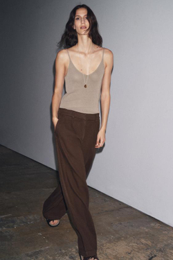 ZARA БРЮКИ-ДЖОГГЕРЫ — ZW COLLECTION, КОРИЧНЕВЫЙ