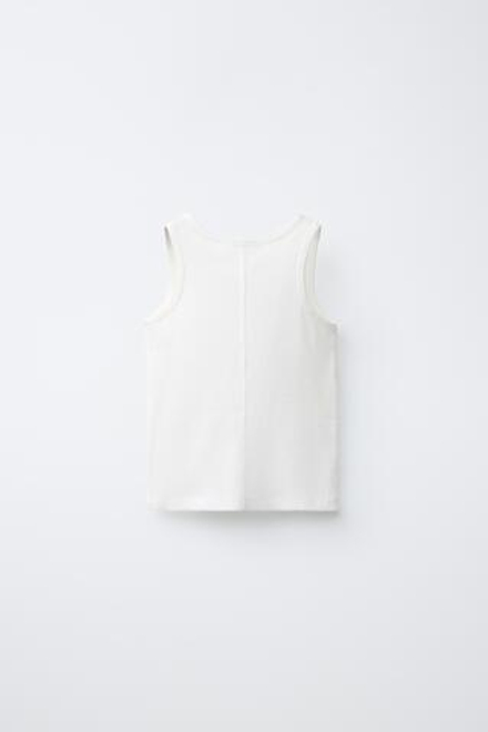 ZARA МАЙКА В РУБЧИК С КРУГЛЫМ ВЫРЕЗОМ, БЕЛЫЙ