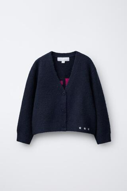ZARA КАРДИГАН С ВЫШИВКОЙ, МОРСКОЙ СИНИЙ