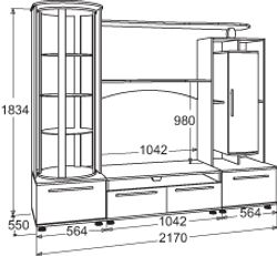 Гостиная "Александра 16" (венге/дуб млечный), ЛДСП/МДФ, Фант-мебель, г. Волжск