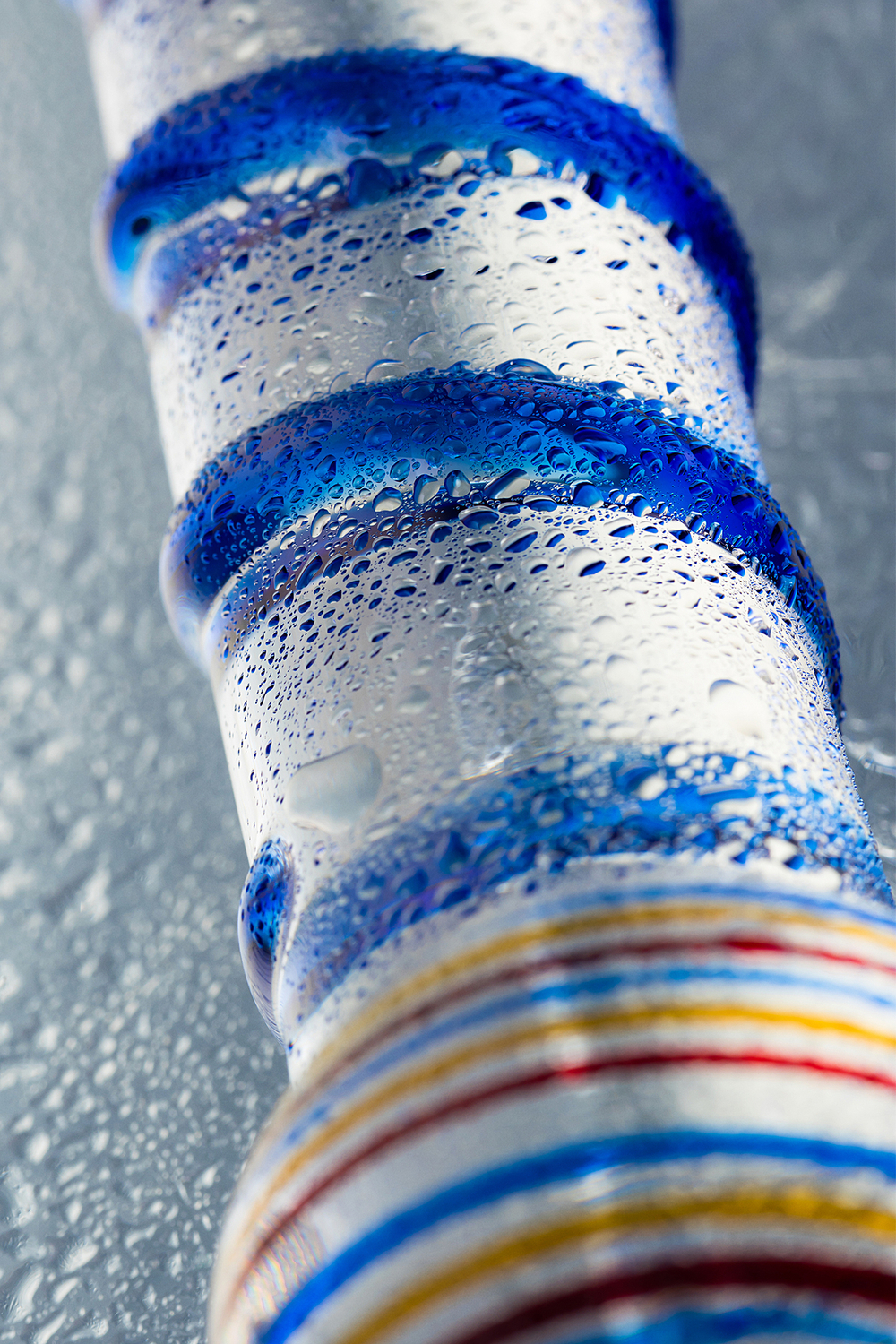 Фаллоимитатор стеклянный разноцветный 18 см