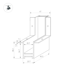 Коннектор угловой MAG-CON-2538-F-L90-INT (BK, внутренний) (Arlight, IP20 Металл, 5 лет) 034230