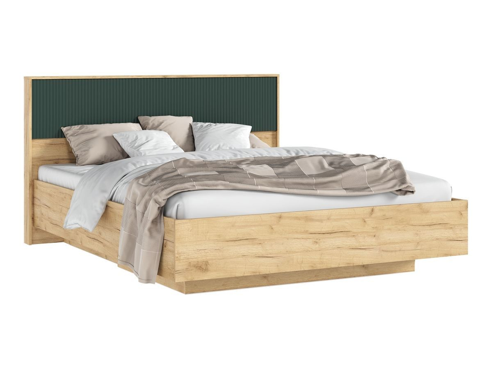 Кровать двухспальная 160х200 парящая с ортопедическим основанием Браш Графит/Дуб Крафт