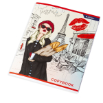 Тетрадь 48л., А5, клетка, Alingar "Girls in the city", скрепка, мелованный картон (стандарт), выб УФ лак, блок офсет, 4 дизайна в пленке т/у