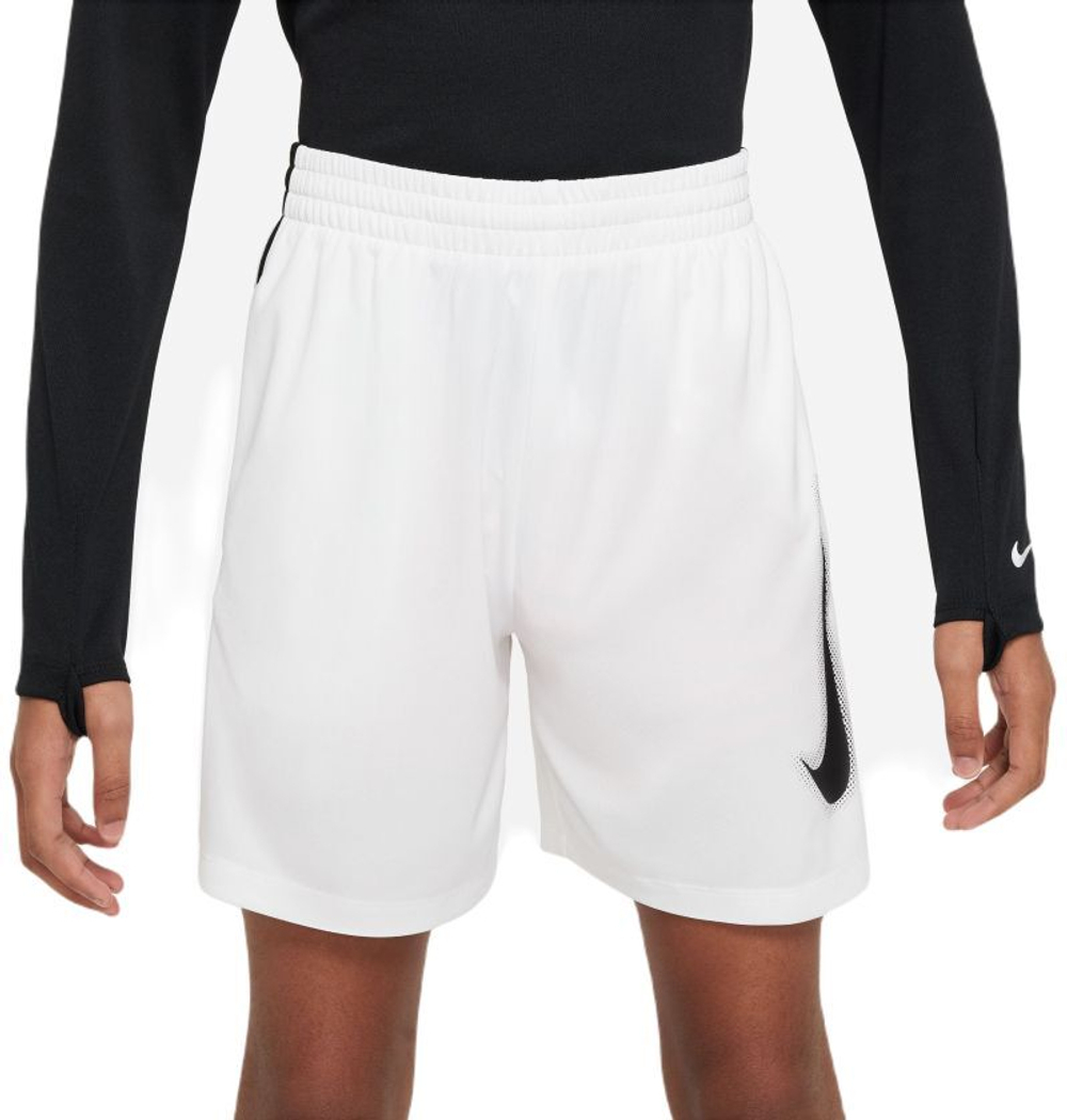 Шорты для мальчика теннисные Nike Boys Dri-Fit Multi+ Graphic Training Shorts - white/black/black