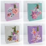Пакет подарочный 26х32х13см Премиум "Цветы акварель" (Микс)