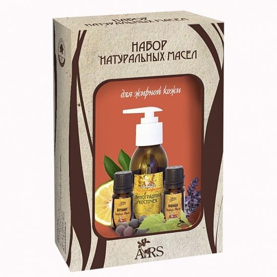 Набор натуральных масел Для жирной кожи лица и тела. 100 мл + 2х10 мл, коробка.