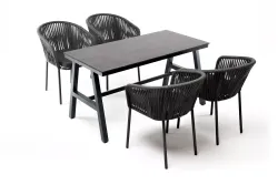 "Рио" обеденная группа на 4 персоны, стол HPL "серый гранит", цвет серый