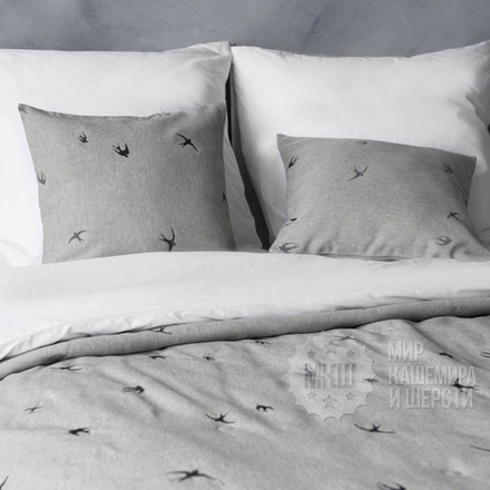 Покрывало люкс с вышивкой ПРАЙМ (арт. BL02-245-01) - серо-бежевое