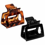 Краб для волос НАБОР 2 шт., 3,8 см, глянцевый, чёрный и черепаховый, MONTE VITA, 457010