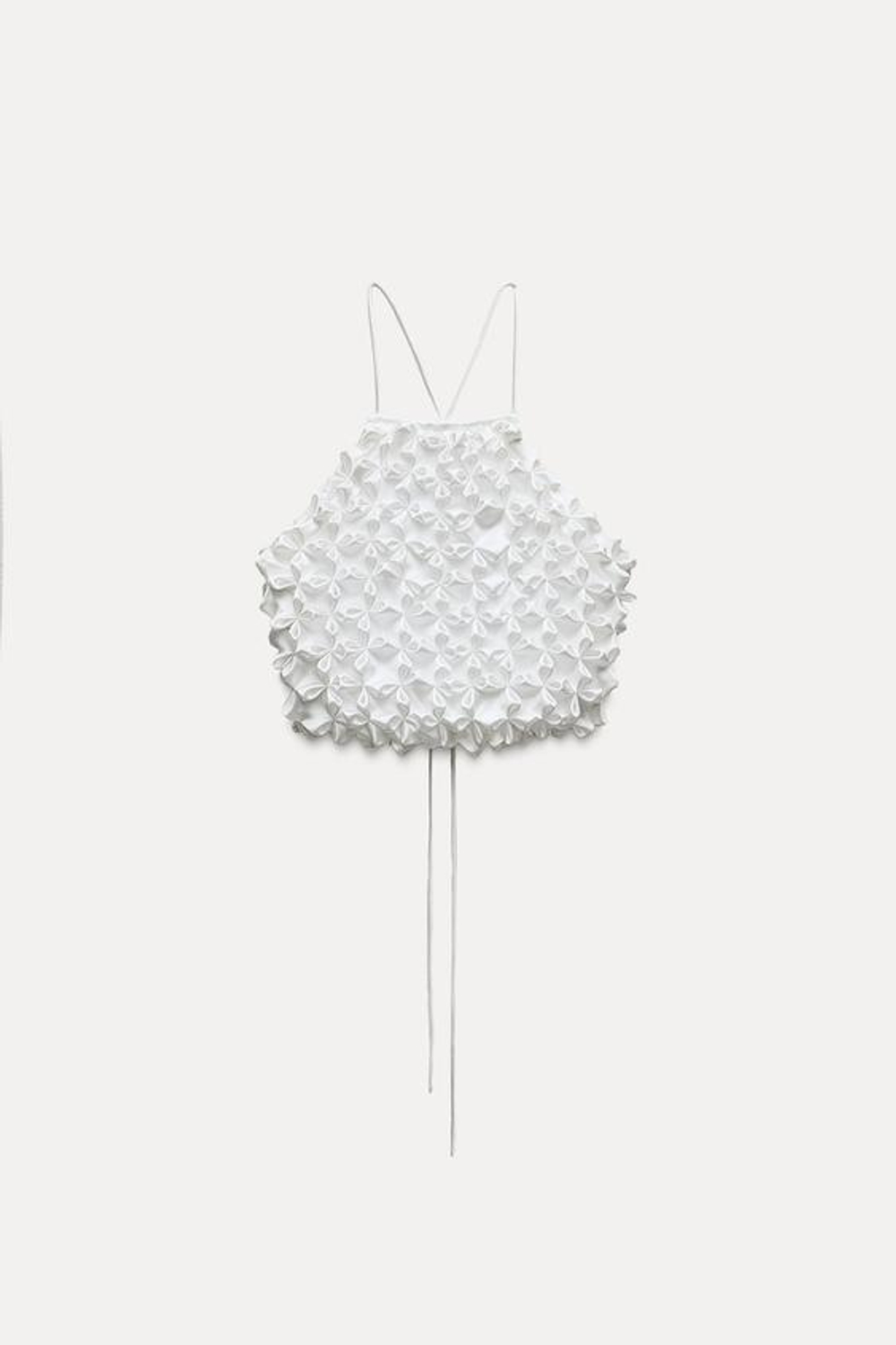 ZARA ОБЪЕМНЫЙ АТЛАСНЫЙ ТОП, БЕЛЫЙ