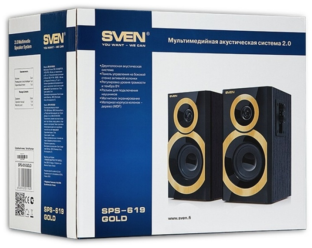 Компьютерные колонки SVEN SPS-619 черный-золотистый