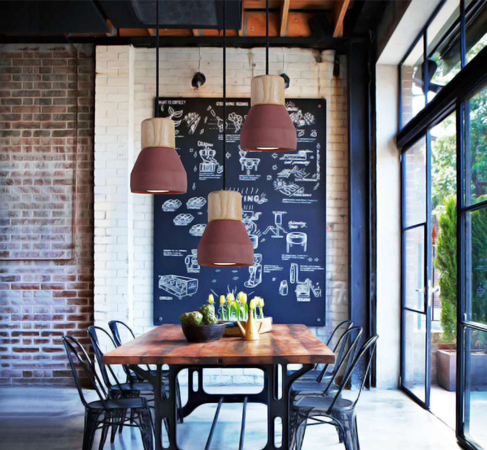 Pendant design lamp Cement Wood by Specimen Editions (Grey)